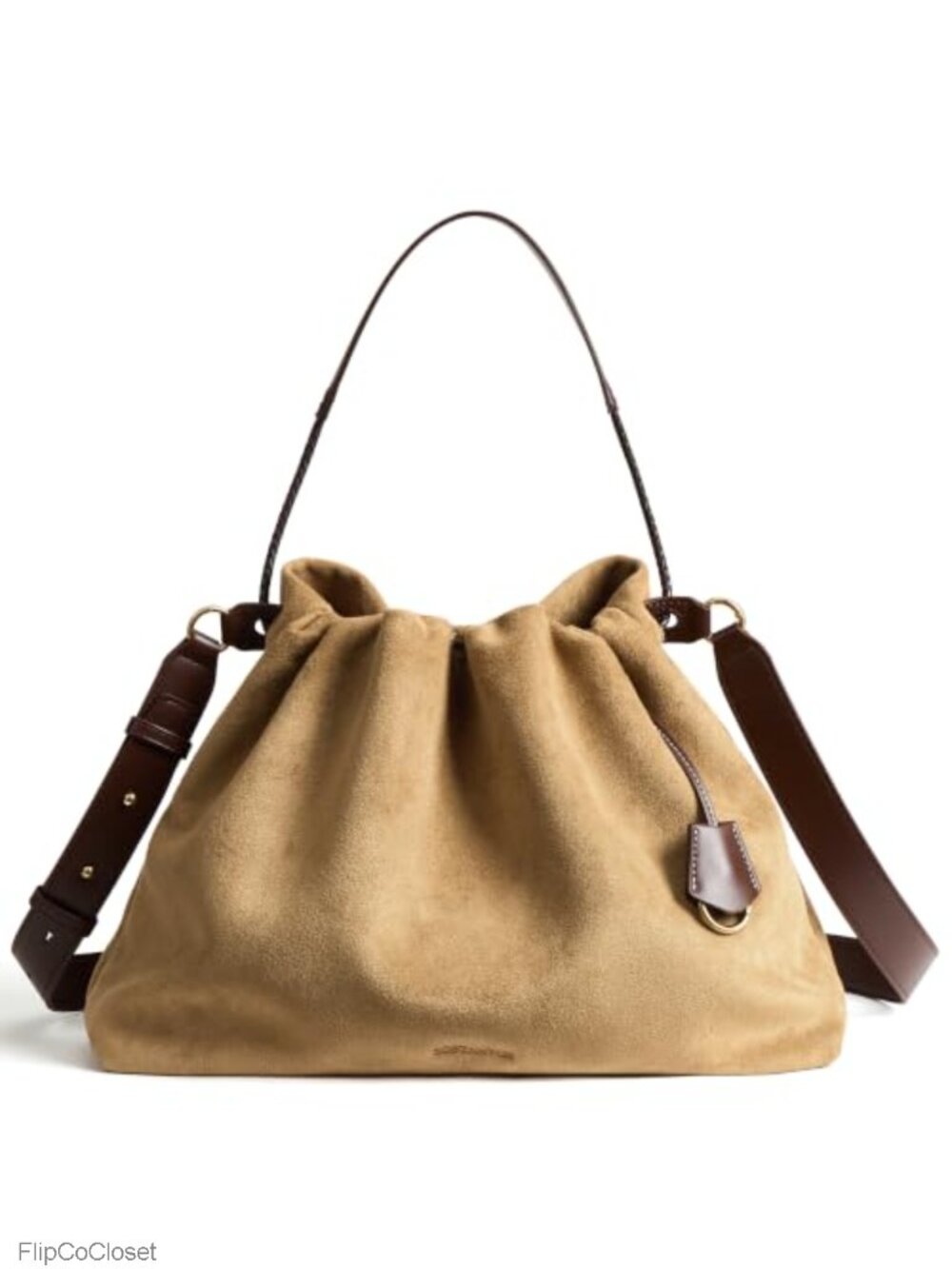 Slouchy Hobo Bag Faux Suede Drawstring Crossbody Shoulder Purse